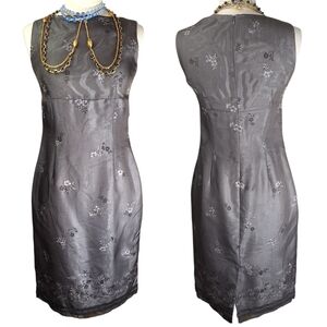 Vintage 90s Y2K Liz Claiborne 100% Silk Floral Beaded Dress Womens XS Small